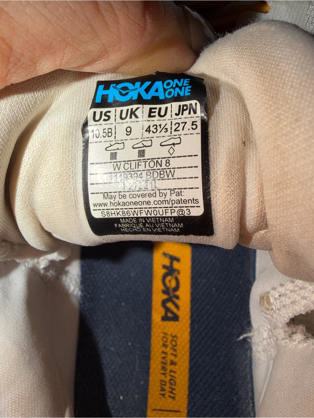 Hoka One One Clifton 8 Blanc Running Shoes Women's Size 10B sneakers - Picture 15 of 15